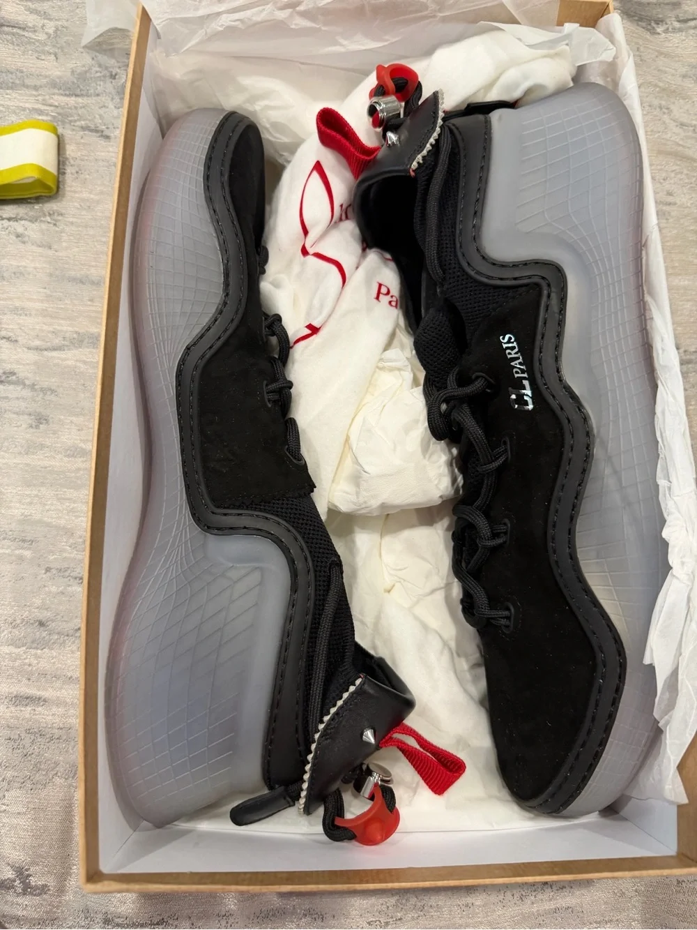 Christian Louboutin Black and Translucent CL Paris Sneakers